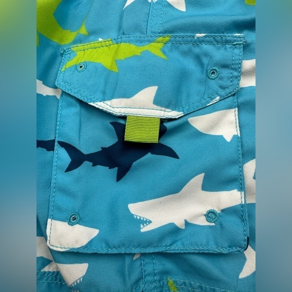 Hatley Swim Shorts Blue Shark Patterned Swimsuit Size 2 - Picture 4 of 6